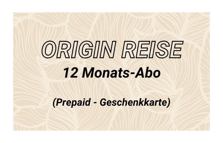 Origin Reise 12 Monats-Abo Geschenkkarte