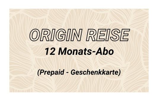 Origin Reise 12 Monats-Abo Geschenkkarte